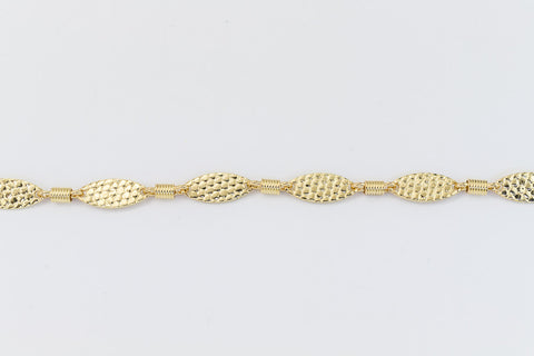 Bright Gold 15mm Hammered Oval Chain #CC109-General Bead