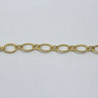 Bright Gold, 9mm x 6mm Textured Ovals Chain CC140-General Bead