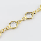 6.7mm Round Gold/Crystal Chain with Electro Plated Bezel #CC165-General Bead