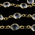 6.7mm Round Gold/Crystal Chain with Electro Plated Bezel #CC165-General Bead