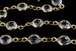 6.7mm Round Gold/Crystal Chain with Electro Plated Bezel #CC165-General Bead