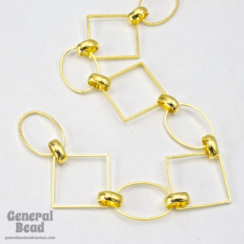 18.9mm Bright Gold Diamond and Oval Link Chain CC215-General Bead