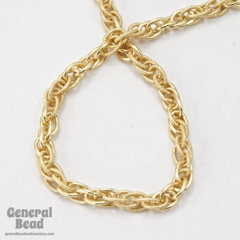 3mm Bright Gold Textured and Plain Rope Chain CC217-General Bead