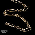 8.5mm x 3mm Gold Rectangle and Round Link Chain CC238-General Bead
