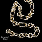9mm x 5mm Gold Rectangle and Round Textured Link Chain CC243-General Bead