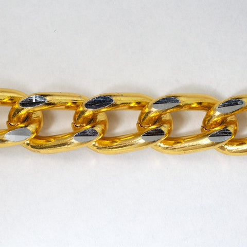 14mm Gold/Silver Diamond Cut Aluminum Curb Chain #CC24-General Bead