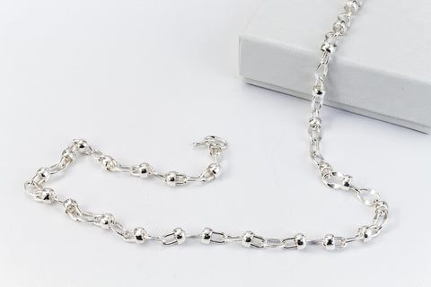 Bright Silver 6mm Hammered Satellite Chain #CC116-General Bead