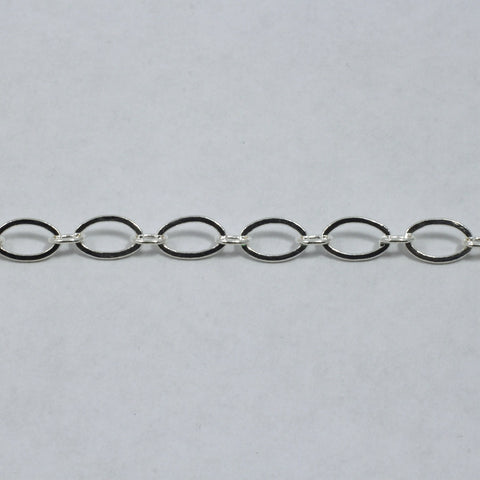 5mm x 9mm Bright Silver Flat Oval Chain CC161-General Bead