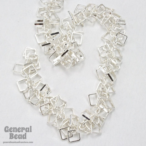 5.1mm Bright Silver Dangling Squares Chain CC226-General Bead