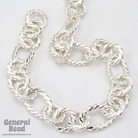 Bright Silver 17mm x 12mm Oval and 11mm Round Link Chain CC231-General Bead