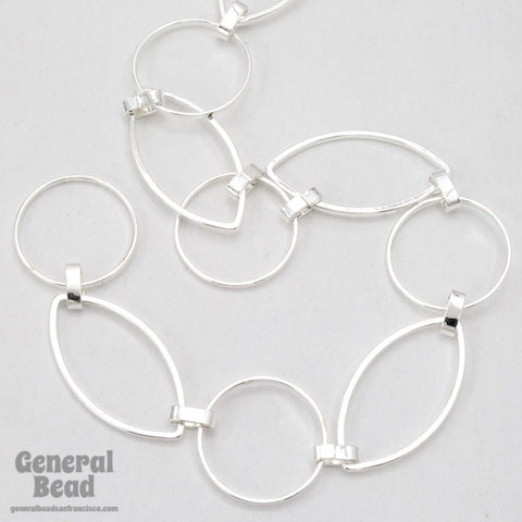 Bright Silver 23mm x 12mm Oval and 14.8mm Round Link Chain CC235-General Bead