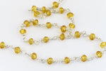 3.5mm Silver/Topaz Fire Polished Glass Beaded Rosary Chain #CC99-General Bead