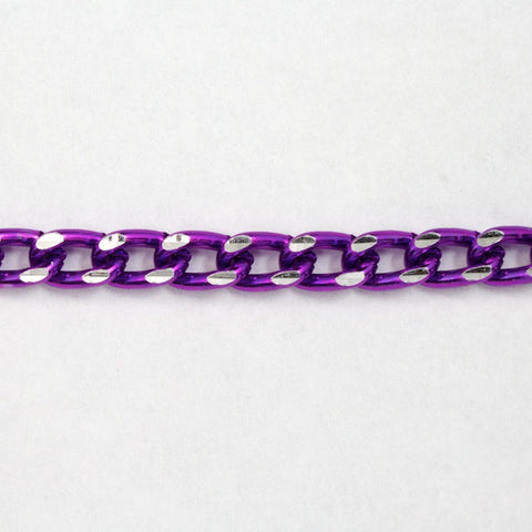 4mm Purple/Silver Diamond Cut Aluminum Curb Chain #CC21-General Bead