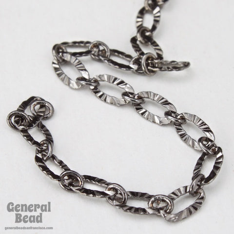 3mm x 4.8mm Gunmetal Textured Oval Chain #CC97-General Bead