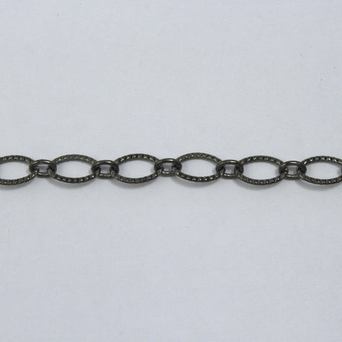 Gunmetal, 9mm x 6mm Textured Ovals Chain CC140-General Bead