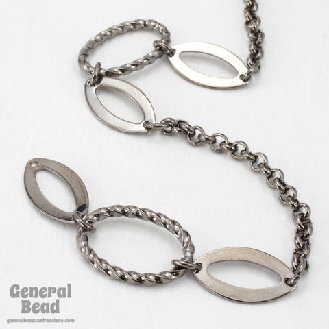 12mm x 17mm Gunmetal Oval Link with Cable Chain CCC208-General Bead