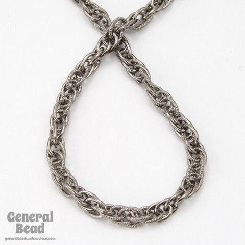 3mm Gunmetal Textured and Plain Rope Chain CC217-General Bead