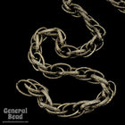 6mm x 10mm Antique Brass Hammered Double Oval Link Chain-General Bead