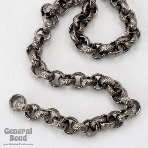 5mm Gunmetal Textured Rolo Chain CC246-General Bead