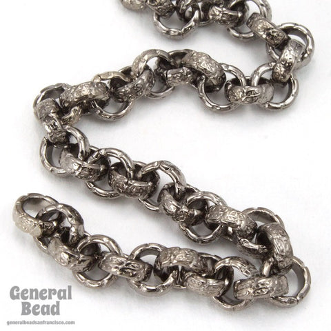 6.3mm Gunmetal Textured Vintage Style Rolo Chain CC253-General Bead