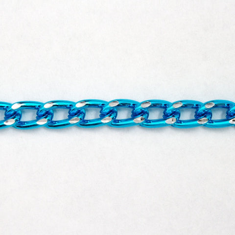 4mm Bright Turquoise/Silver Diamond Cut Aluminum Curb Chain #CC21-General Bead
