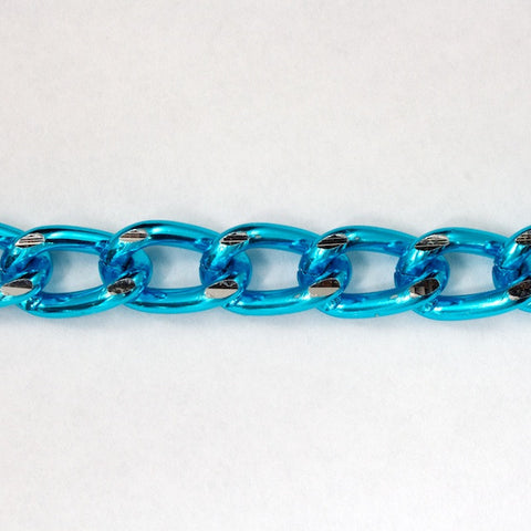 10mm Turquoise/Silver Diamond Cut Aluminum Curb Chain #CC23-General Bead
