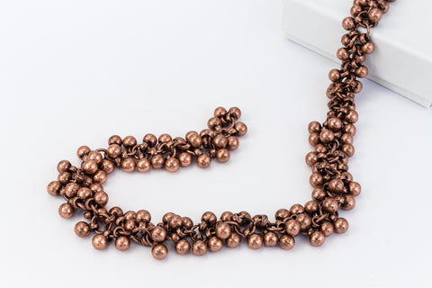 Antique Copper 4mm Ball Cluster Chain #CC108-General Bead