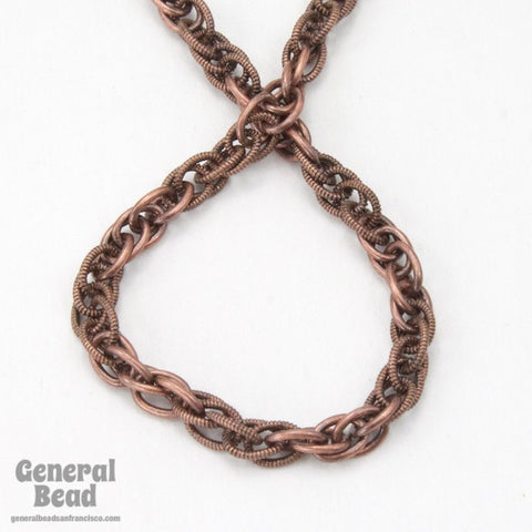 3mm Antique Copper Textured and Plain Rope Chain CC217-General Bead