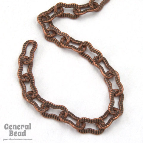 5mm x 8mm Antique Copper Textured Peanut Chain CC229-General Bead