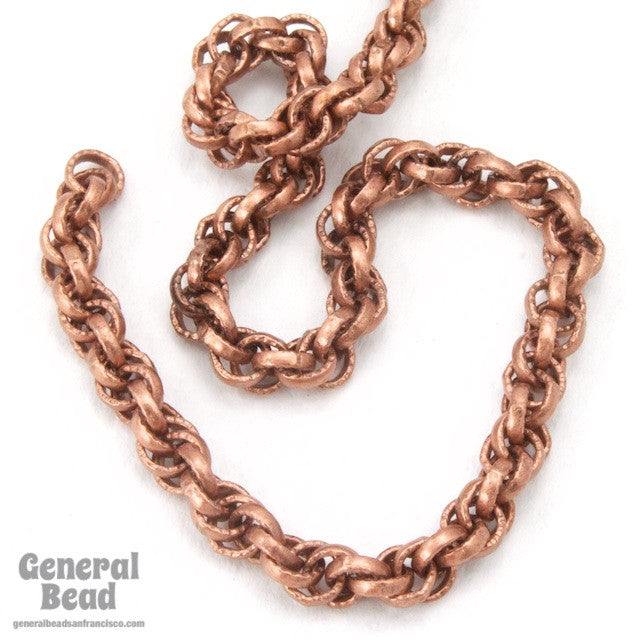 Solid Copper Rope Chains 5mm Antique Copper Rope Chain CC233 – General Bead