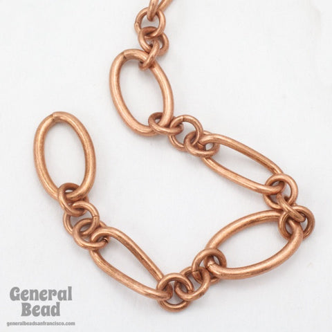Antique Copper 26mm x 16mm Oval and 25.4mm x 10mm Twisted Link Chain CC234-General Bead