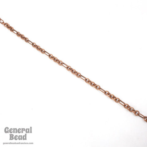 9mm x 5mm Antique Copper Rectangle and Round Textured Link Chain CC243-General Bead