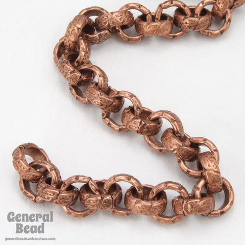 6.3mm Antique Copper Textured Vintage Style Rolo Chain CC253-General Bead