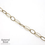 24mm Antique Brass Plain and Textured Oval Link Chain-General Bead