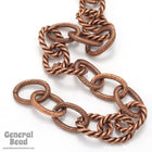 15mm x 9mm Antique Copper Textured Oval Link Chain CC256-General Bead