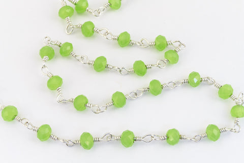 3.5mm Silver/Opal Peridot Fire Polished Glass Beaded Rosary Chain #CC99-General Bead
