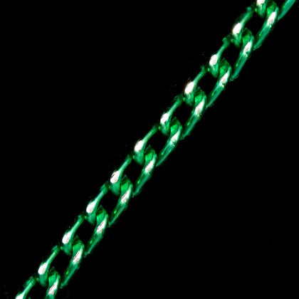 3mm Green/Silver Diamond Cut Aluminum Curb Chain #CC20-General Bead