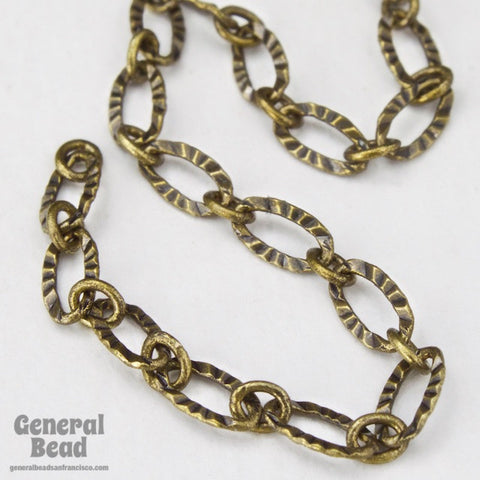 3mm x 4.8mm Antique Brass Textured Oval Chain #CC97-General Bead