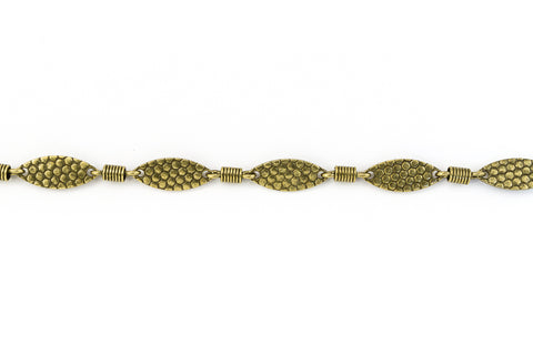 Antique Brass 15mm Hammered Oval Chain #CC109-General Bead