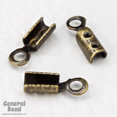 5mm Fold-Over Antique Brass Chain Crimp with Loop #CCE153-General Bead