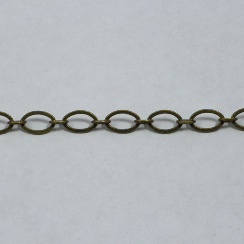 5mm x 9mm Antique Brass Flat Oval Chain CC161-General Bead