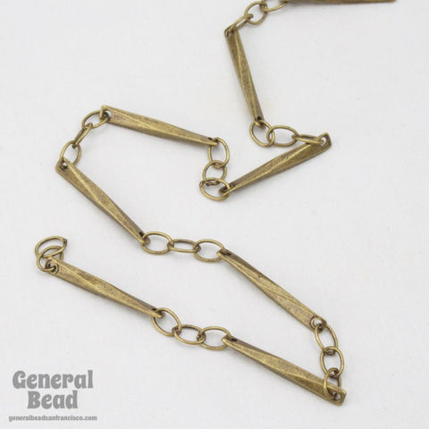 15mm x 1.7mm Antique Brass Twisted Bar Link Chain CC212-General Bead