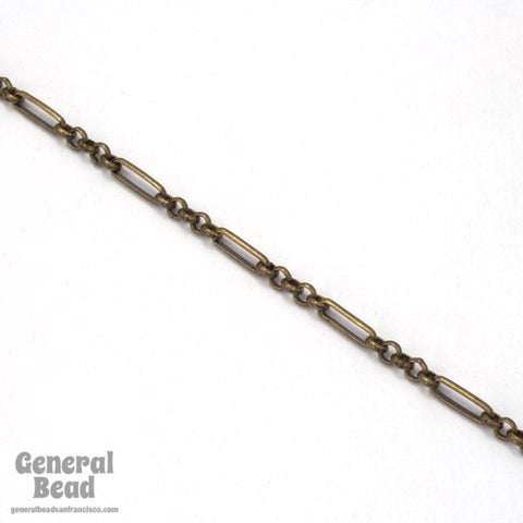 8.5mm x 3mm Antique Brass Rectangle and Round Link Chain CC238-General Bead