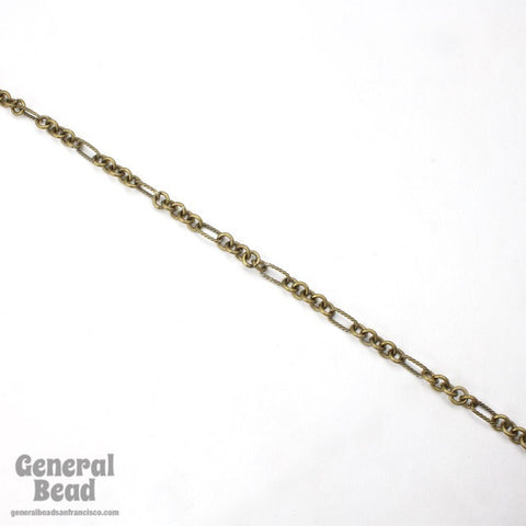 9mm x 5mm Antique Brass Rectangle and Round Textured Link Chain CC243-General Bead