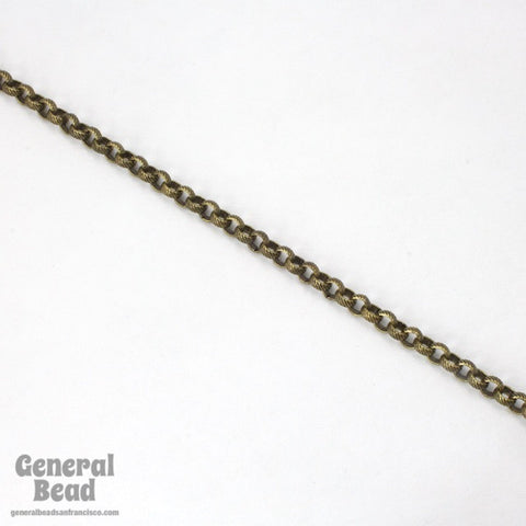 5mm Antique Brass Textured Rolo Chain CC246-General Bead