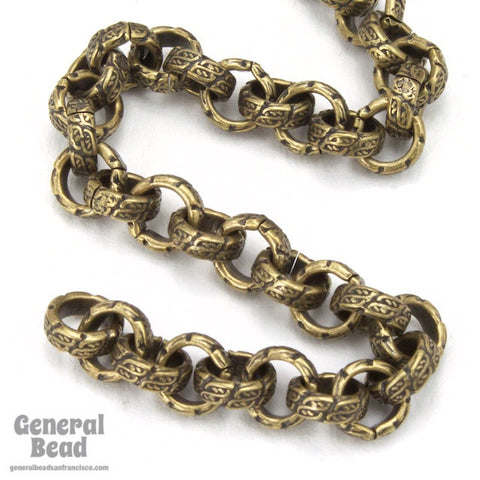 6.3mm Antique Brass Textured Vintage Style Rolo Chain CC253-General Bead