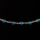3.5mm Silver/Aqua Fire Polished Glass Beaded Rosary Chain #CC99-General Bead