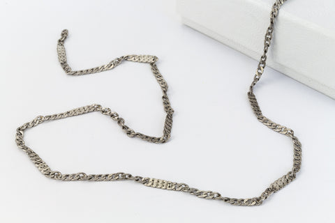 Antique Silver 2.3mm Squashed Curb Chain #CC113-General Bead