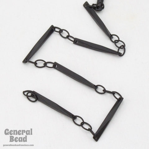 15mm x 1.7mm Matte Black Twisted Bar Link Chain CC212-General Bead