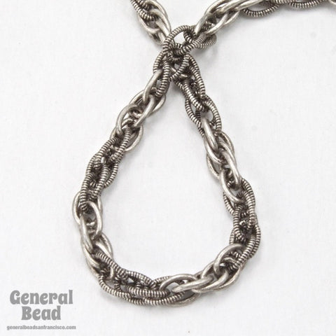 3mm Antique Silver Textured and Plain Rope Chain CC217-General Bead